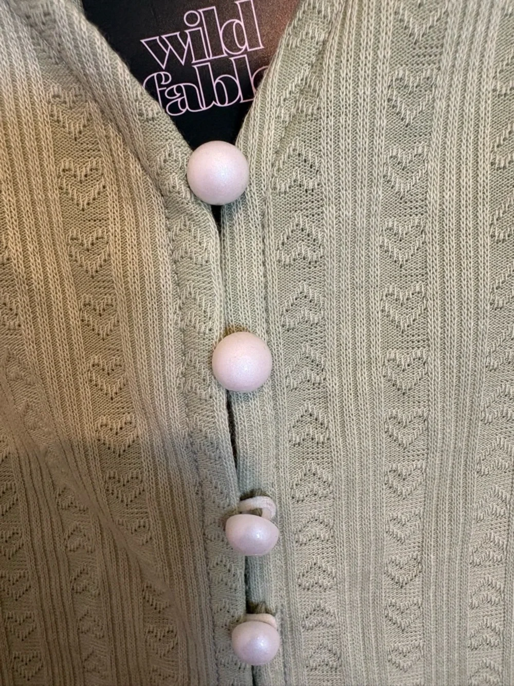 wild fable Mint Green Ruffle-Hem V-Neck Cardigan - Picture 4 of 6